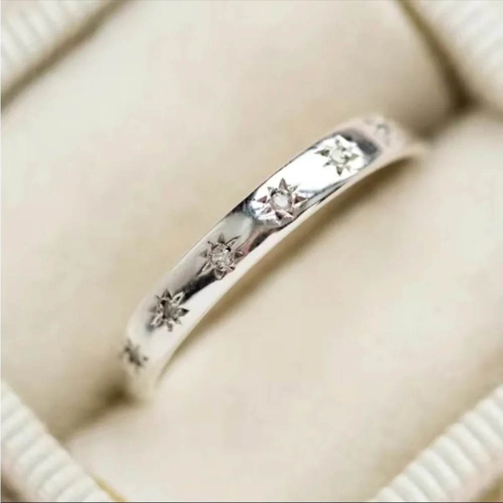 New 925 Silver Gorgeous Stacking Diamond Band Ring - Picture 2 of 10